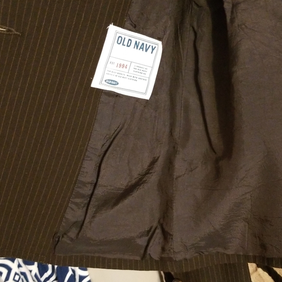 Brown Old Navy blazer, military, pin stripes, sz M - Picture 5 of 7
